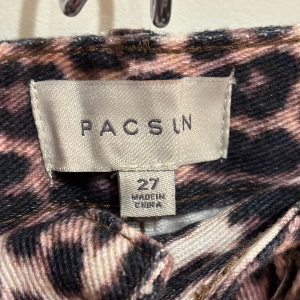 PacSun Pacific Sunwear Leopard Mid Rise Denim Mini Skirt